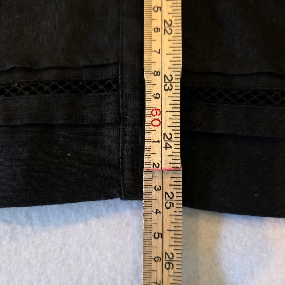 Sag Harbor Womens 100% Linen Black Button Front Short Sleeve Blouse Size 16 - Picture 8 of 10